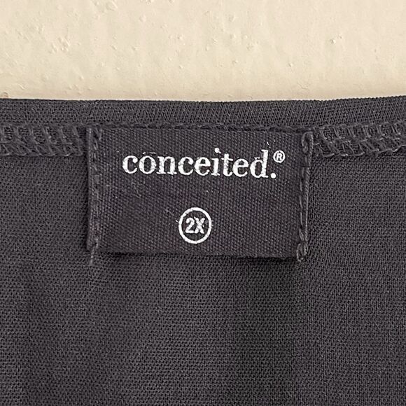 Conceited Sheer Stripes Long Bell Sleeve Top Plus Size 2X Blouse Casual V Neck - Picture 7 of 9